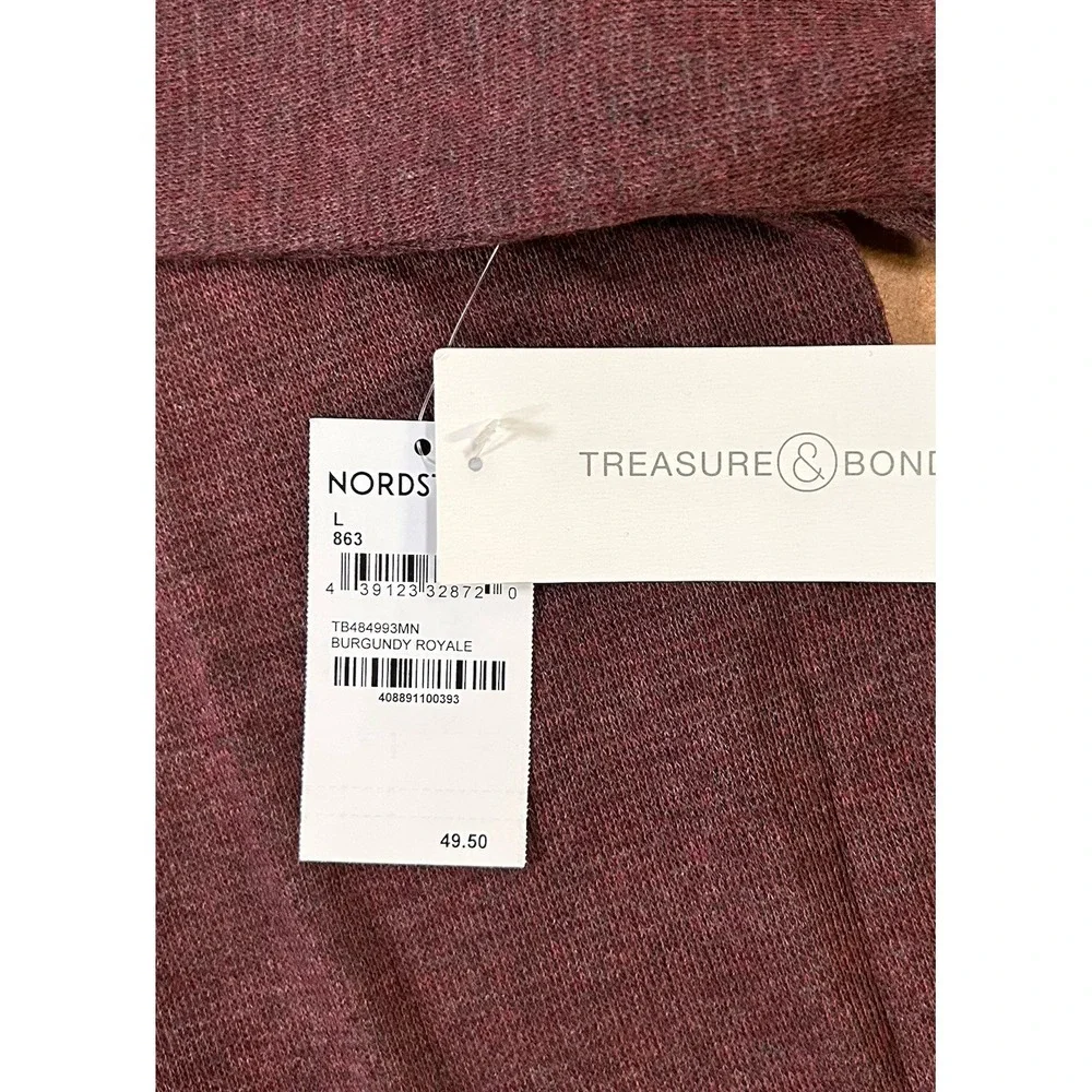 TREASURE & BOND‎ Men's Henley Shirt L Long Sleeve Burgundy Royale Red NEW - Picture 6 of 11